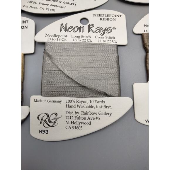 19x Needlepoint/Embroidery THREAD RAINBOW GALLERY Neon Rays rayon ribbon (3) - Picture 4 of 5